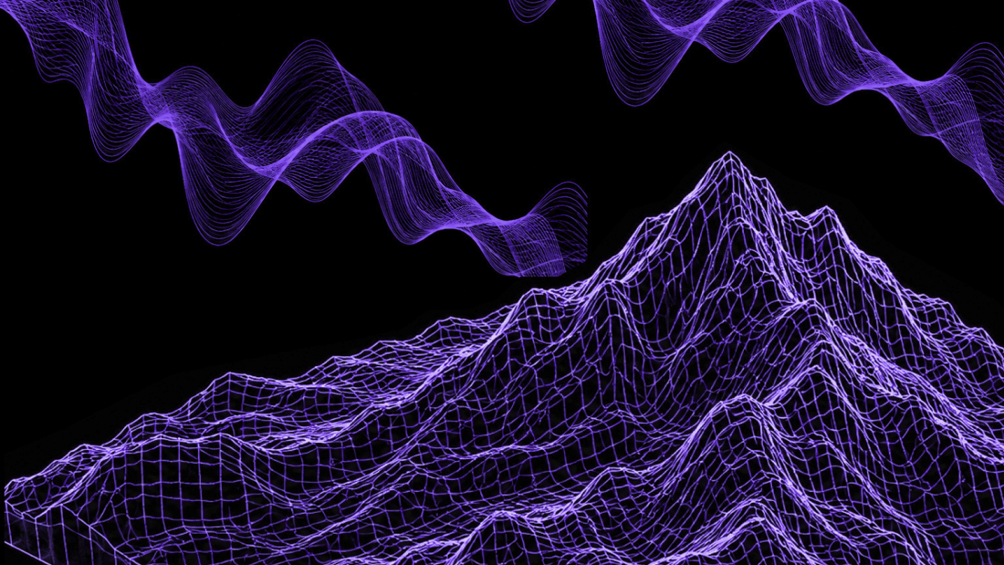 A black background with purple topography-like graphics overlayed.